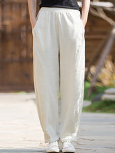 Women Winter Solid Fleece-lined Wide-leg Pants