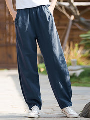 Women Winter Solid Fleece-lined Wide-leg Pants