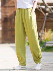 Women Winter Solid Fleece-lined Wide-leg Pants