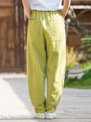 Women Winter Solid Fleece-lined Wide-leg Pants