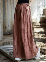 Women Spring Vintage Tie-dye Ramie Wide-leg Pants