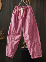 Plus Size Women Summer Casual Pure Color Harem Pants