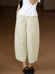 Plus Size Women Summer Casual 100%Cotton Wide-leg Pants
