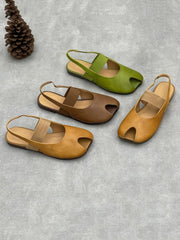 Women Summer Soft Leather Flat Sandals