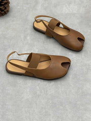 Women Summer Soft Leather Flat Sandals