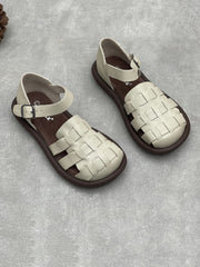 Women Summer Genuine Leather Weave Sandals