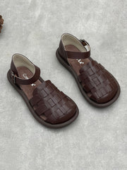 Women Summer Genuine Leather Weave Sandals
