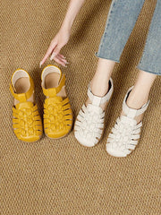 Women Summer Casual Genuine Leather Weave Sandals