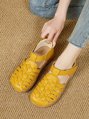 Women Summer Casual Genuine Leather Weave Sandals