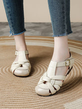 Women Summer Genuine Leather Weave Sandals