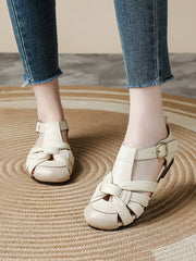 Women Summer Genuine Leather Weave Sandals