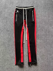 Fear of God 5th Season Black Track Pants with Red Stripes