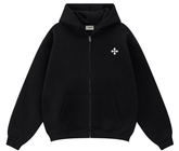 Fear of God Essentials Black White Cross Zip Hoodie