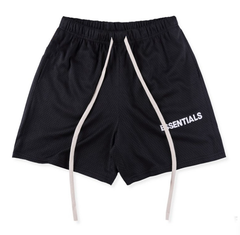 Fear of God Essentials Black White Mesh Athletic Shorts