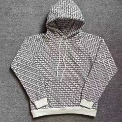 Fear of God Essentials Black White Allover Text Hoodie