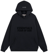 Fear of God Essentials Black Tonal Logo Hoodie
