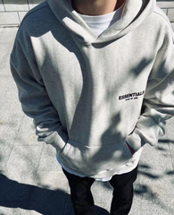 Fear of God Essentials Heather Gray Back Logo Hoodie