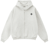 Fear of God Essentials Light Heather Grey Cross Logo Zip Hoodie