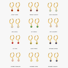 Birthstone Charm Hoops