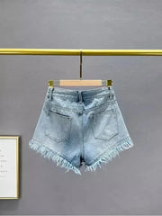 Denim Shorts with Rhinestone