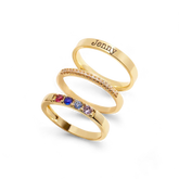 Personalized Name Birthstones Stacking Rings