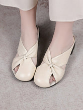 Women Genuine Leather Summer Low-Heel Slip-On Sandals