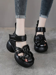 Women Genuine Leather Summer Platform Sandals