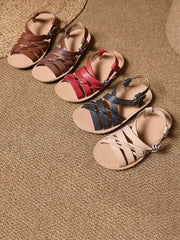 Women Summer Genuine Leather Flat Sandals