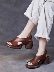 Women Summer Retro Casual High-Heeled Sandals