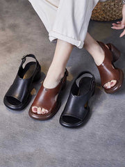 Women Summer Retro Casual High-Heeled Sandals