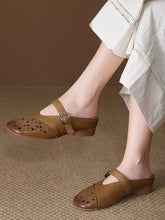 Women Genuine Leather Summer Flat Sandals