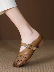 Women Genuine Leather Summer Flat Sandals