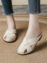 Women Casual Genuine Leather Flat Slide Sandals