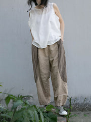 Women Vintage Summer Solid Thin Button Vest
