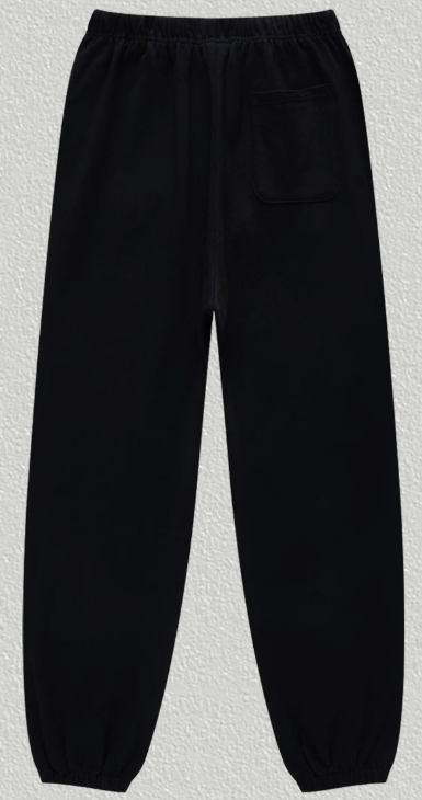 Fear of God Black Sweatpants with White Cross Graphic