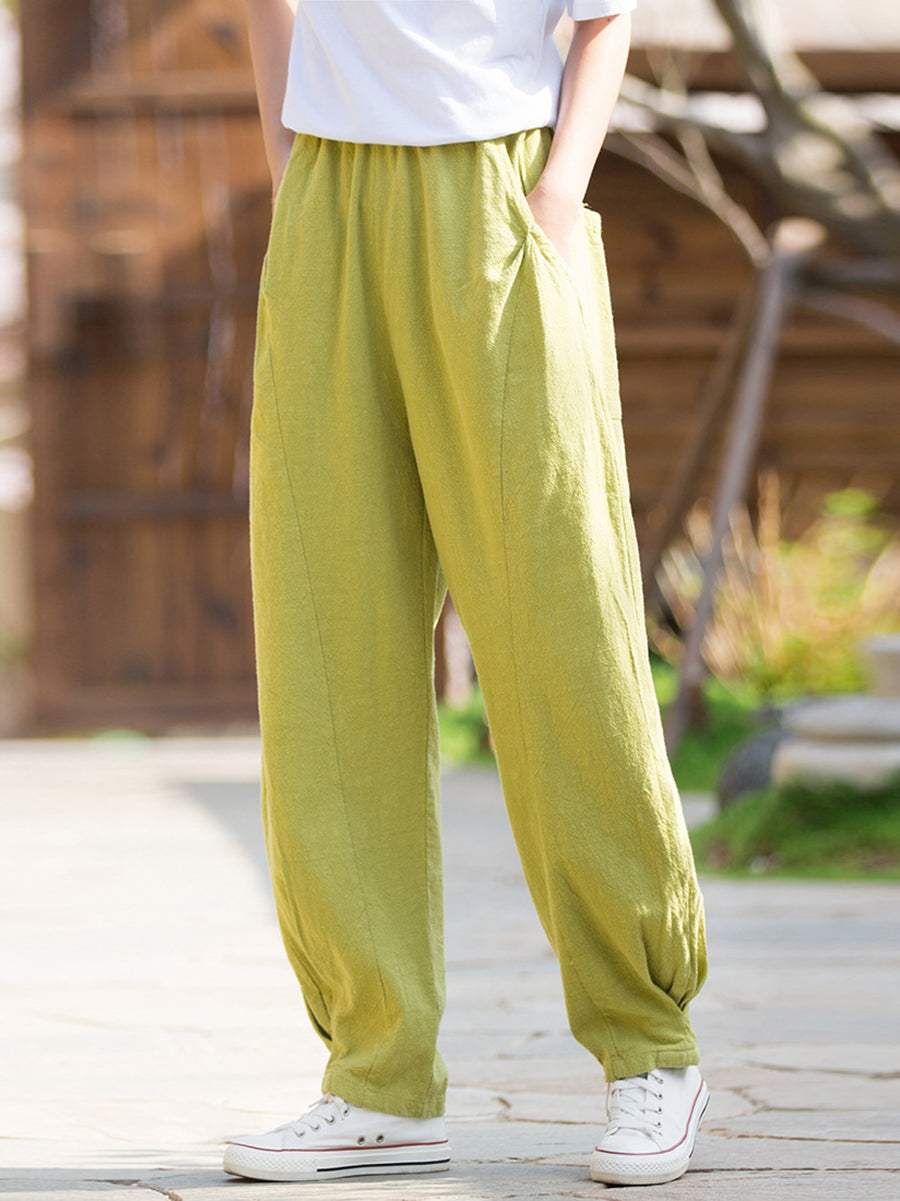 Women Winter Solid Fleece-lined Wide-leg Pants