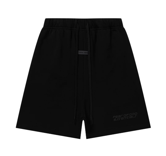 Fear of God Essentials Black Tonal Rubber Logo Shorts
