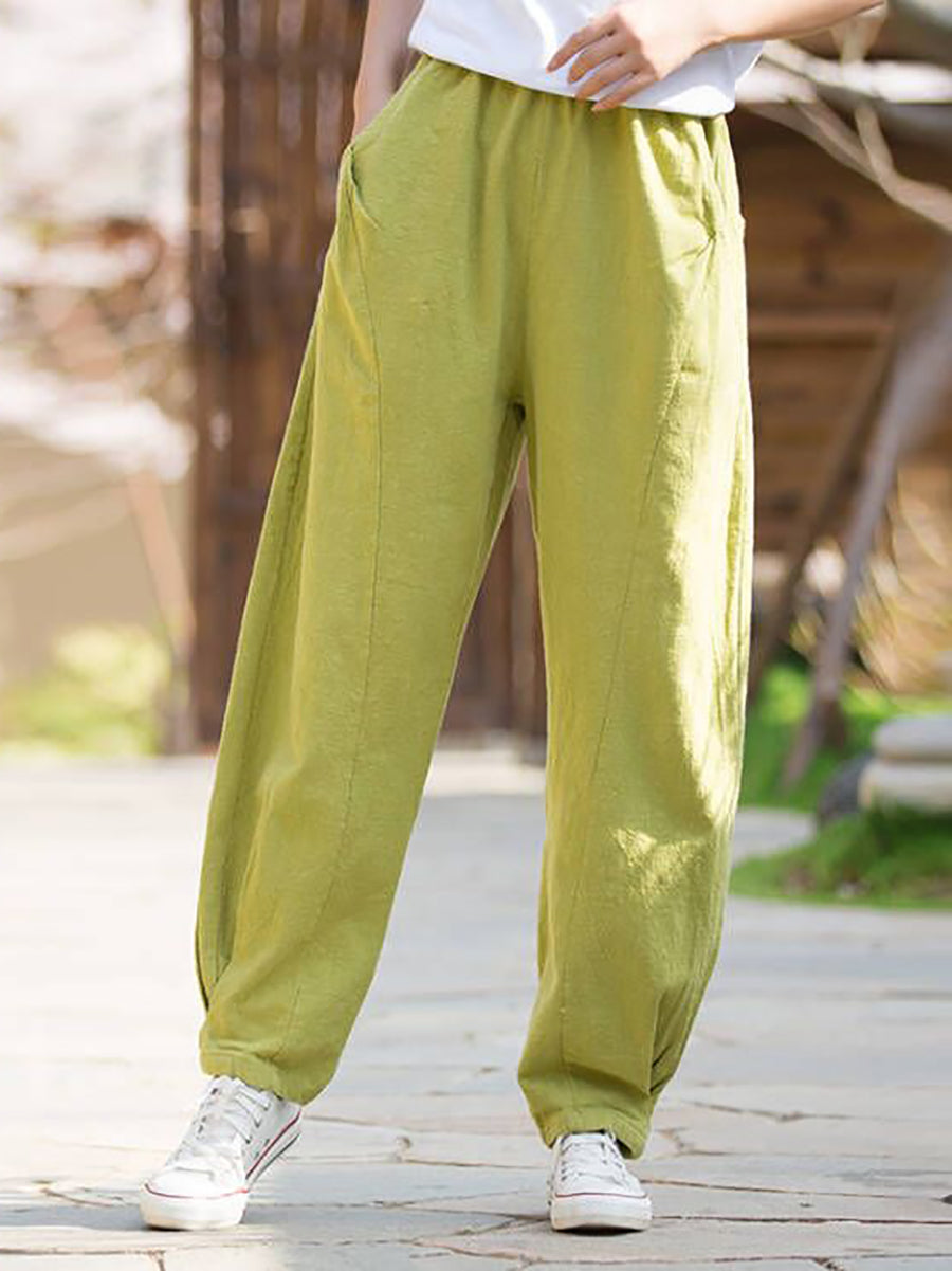 Women Winter Solid Fleece-lined Wide-leg Pants