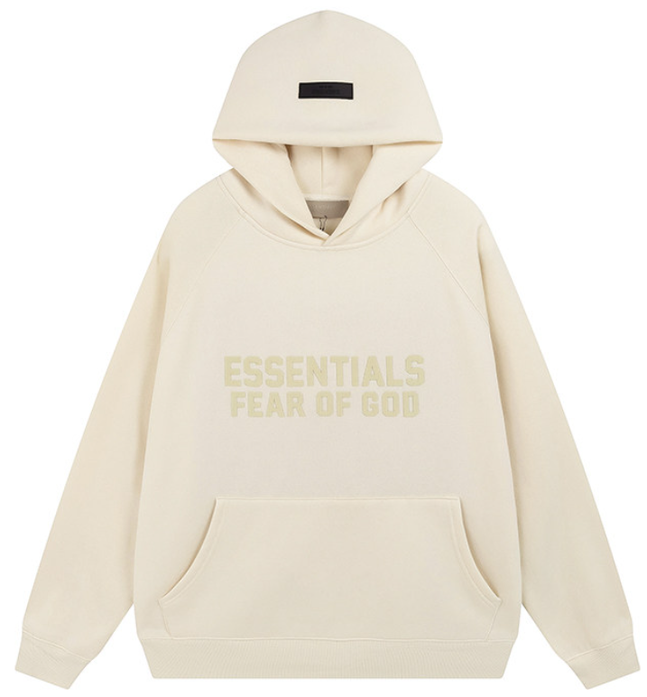 Fear of God Essentials Cream Flocked Logo Hoodie