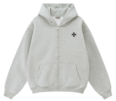Fear of God Essentials Heather Grey Cross Logo Zip Hoodie