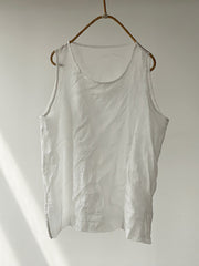 Women Summer Vintage Solid O-Neck Ramie Vest