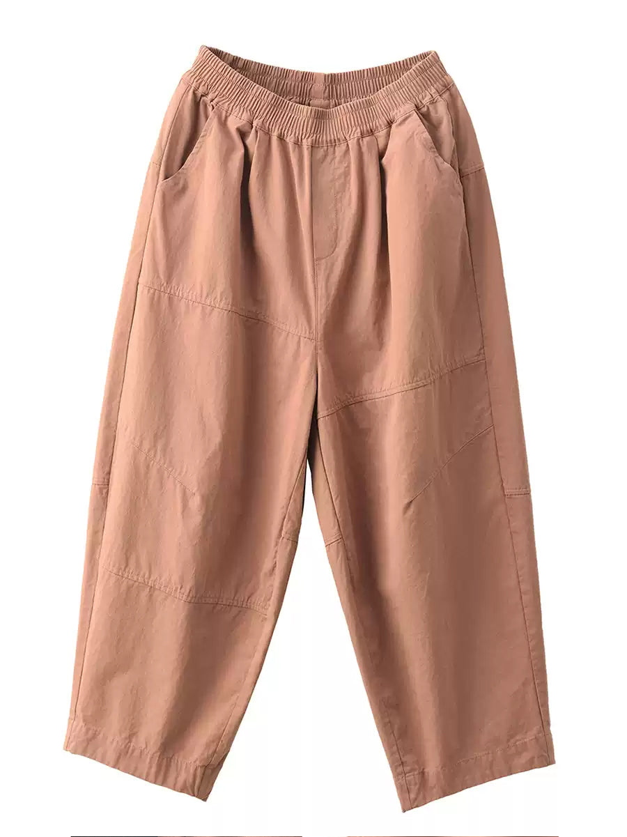Plus Size Women Spring Casual Pure Color 100%Cotton Harem Pants