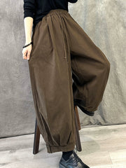 Plus Size Women Autumn Pure Color Cotton Harem Pants