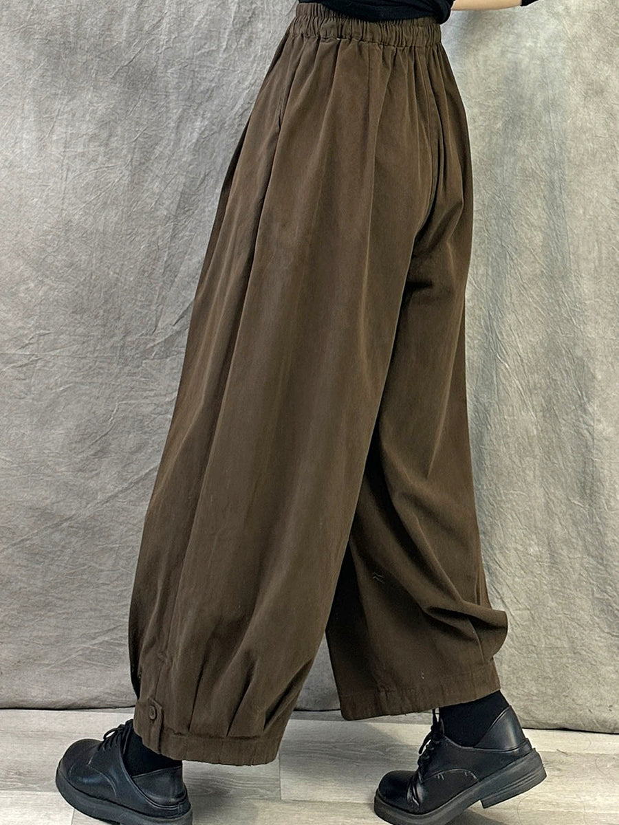 Plus Size Women Autumn Pure Color Cotton Harem Pants