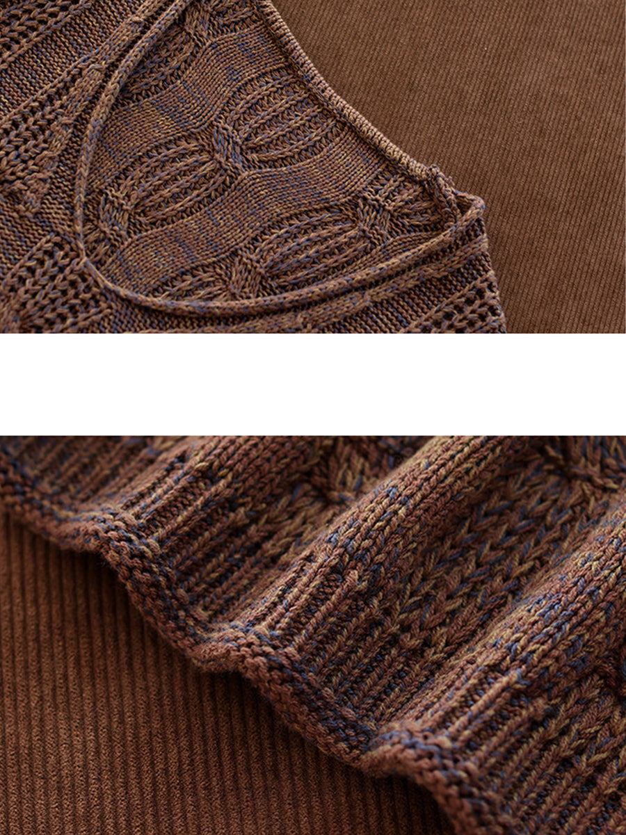 Women Spring Artsy V-Neck Cable Knitted Vest