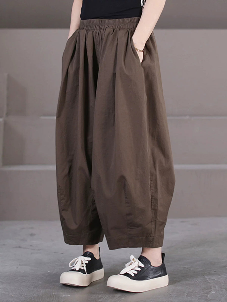 Plus Size Women Spring Casual Pure Color Bloomers