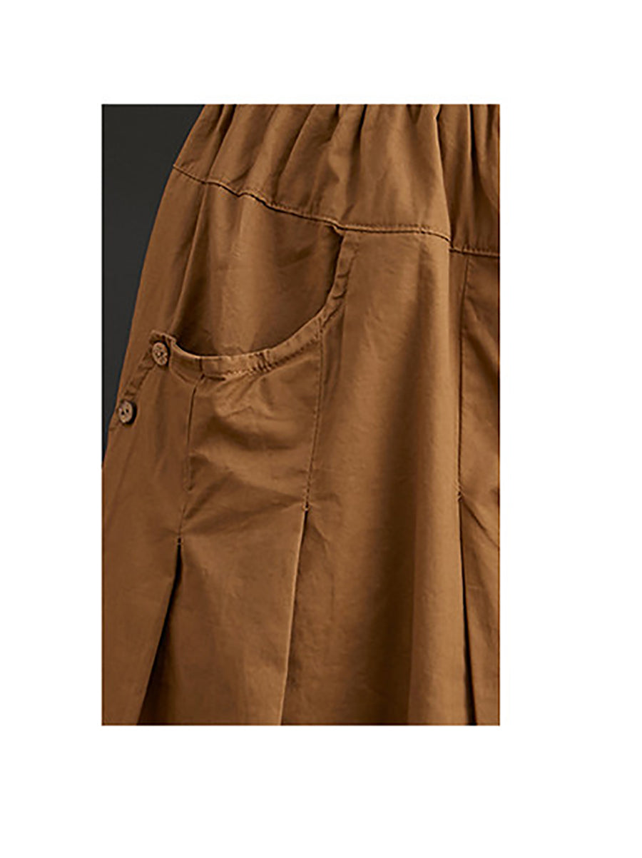 Plus Size Women Summer Casual Pure Color Wide-leg Pants