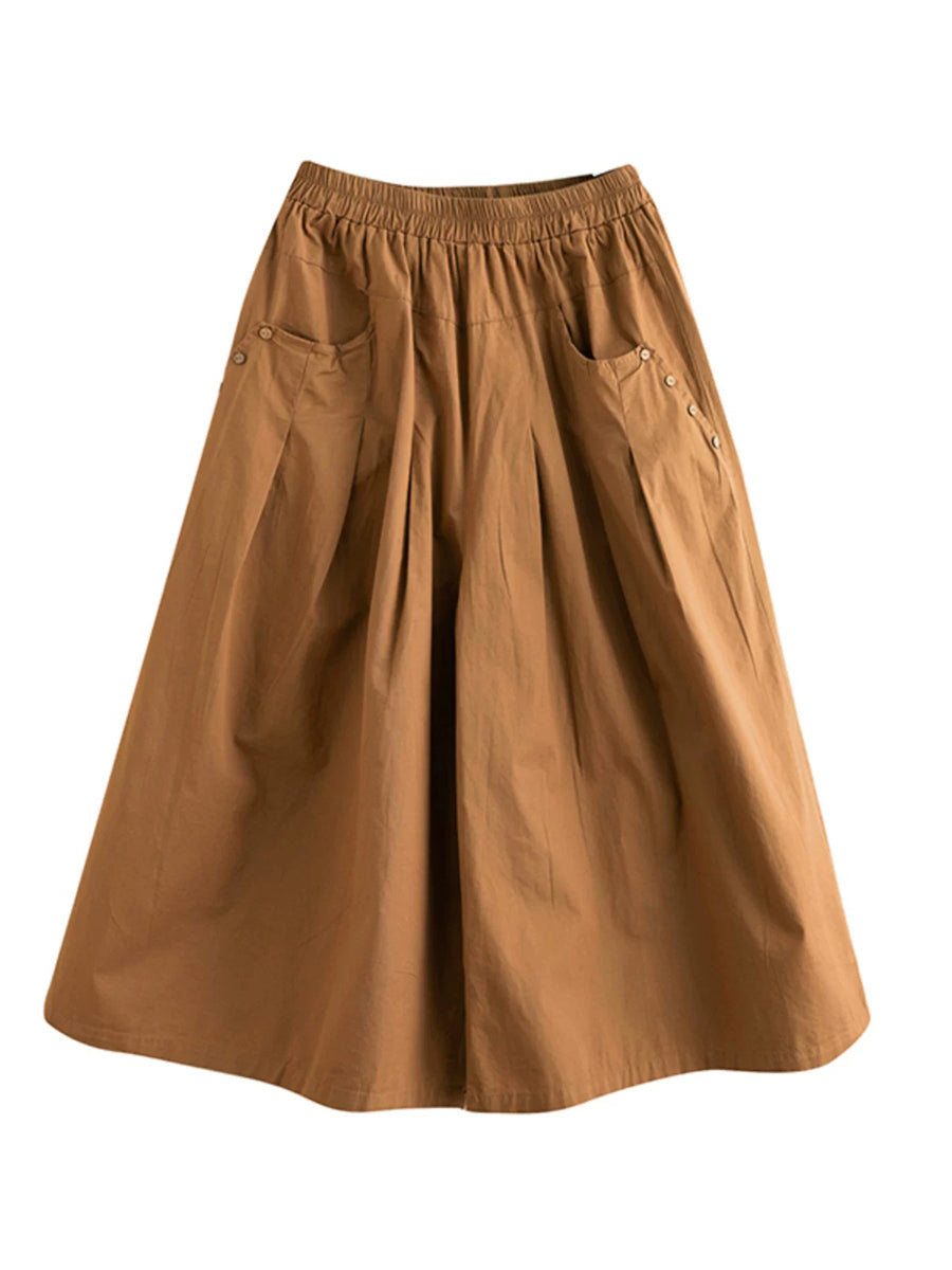 Plus Size Women Summer Casual Pure Color Wide-leg Pants