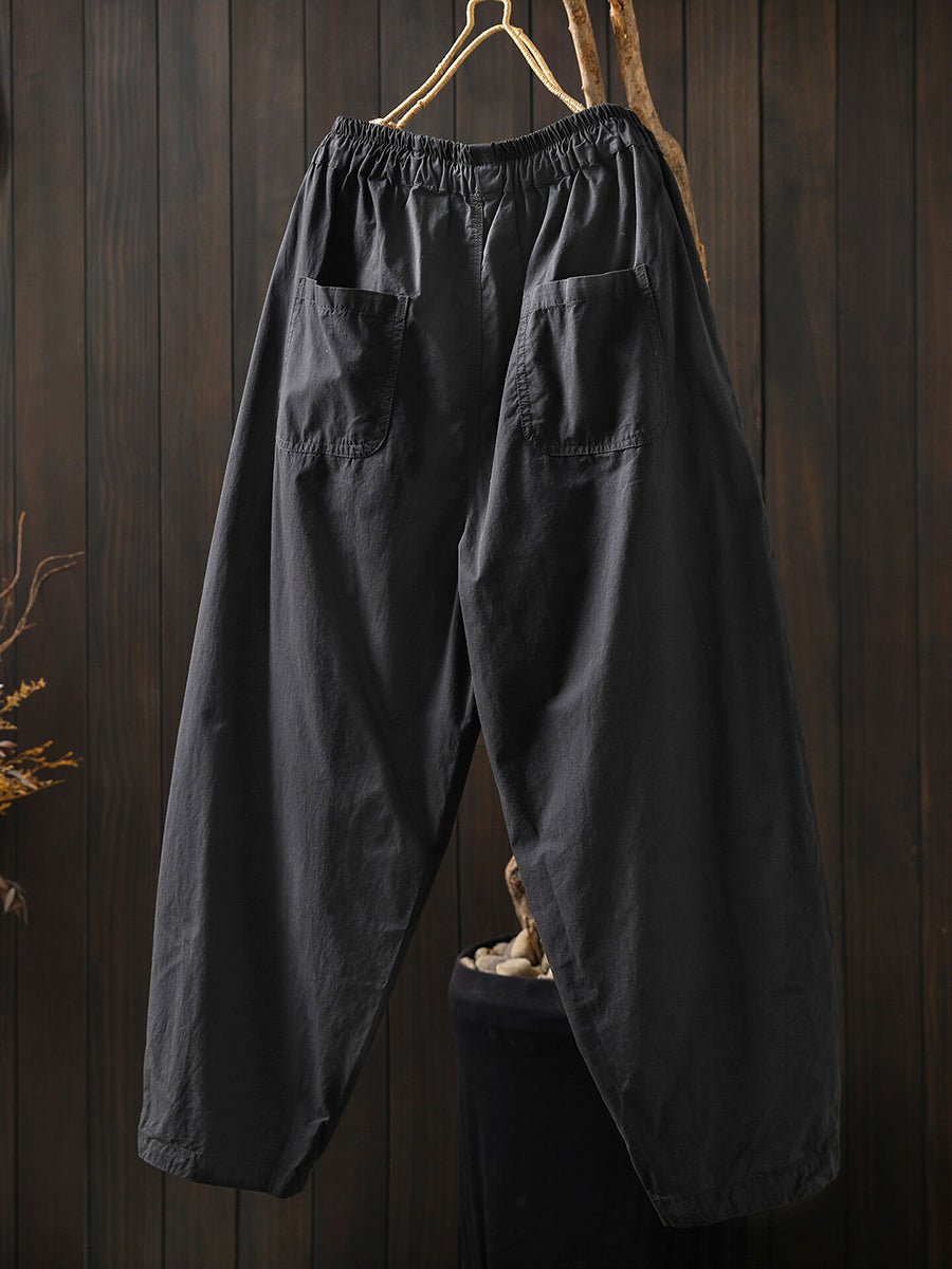 Plus Size Women Summer Casual Pure Color Harem Pants