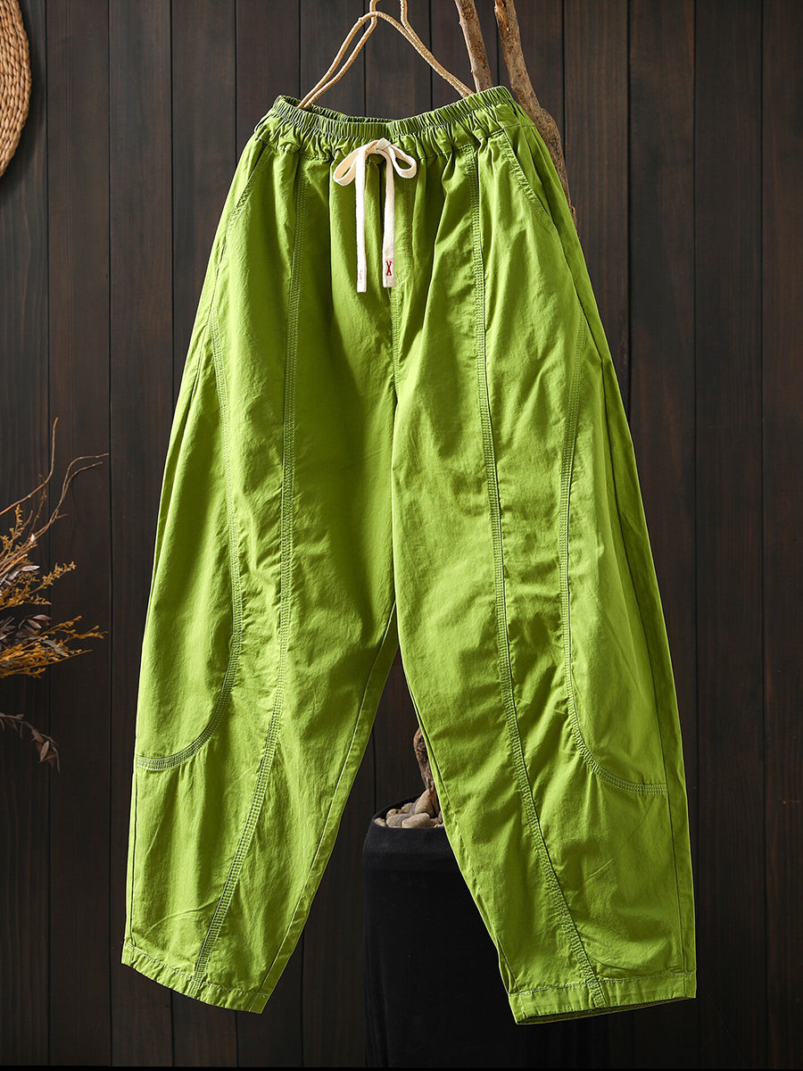 Plus Size Women Summer Casual Pure Color Harem Pants